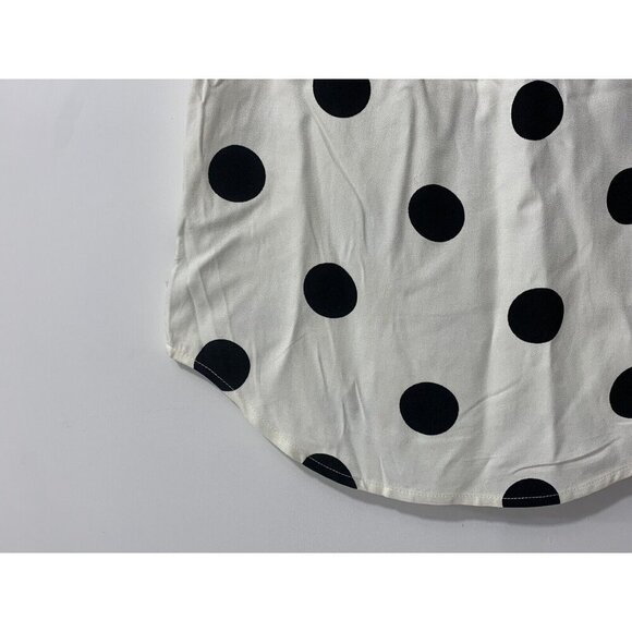 Women's XS Minnie Mouse Polka Dot Embroidered Collar Short Sleeve Blouse - Picture 10 of 13